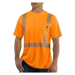 Men's Carhartt Force Hi-Vis Class 2 T-Shirt -LaCrosse Store 0 1001 carhartt force hi vis class 2 t shirt brite orange