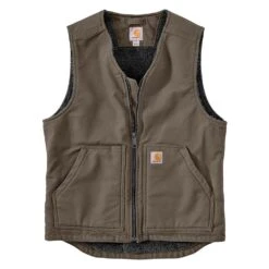 Men's Carhartt Washed Duck Sherpa-Lined Vest -LaCrosse Store 0 1001 carhartt washed duck sherpa lined vest driftwood