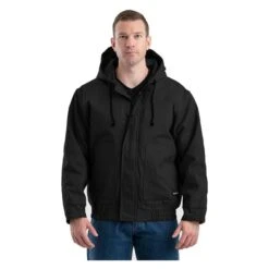 Men's Berne Workwear Flame Resistant Duck Hooded Jacket -LaCrosse Store 0 650 berne workwear flame resistant duck hooded jacket black