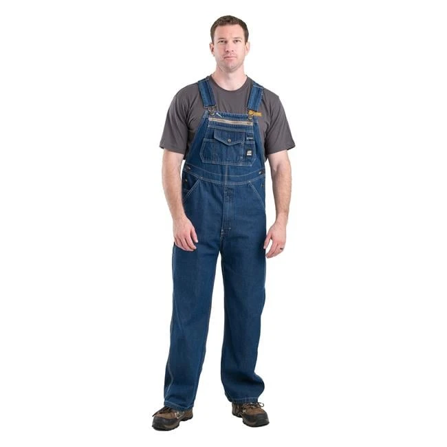 Men's Berne Workwear Original Unlined Washed Denim Bib Overalls 1 Men's Berne Workwear Original Unlined Washed Denim Bib Overalls