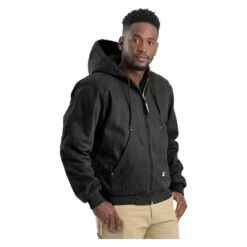 Men's Berne Workwear Original Washed Hooded Jacket - Quilt Lined -LaCrosse Store 1 650 berne workwear original washed hooded jacket quilt lined black
