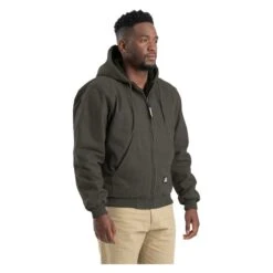 Men's Berne Workwear Original Washed Hooded Jacket - Quilt Lined -LaCrosse Store 2 650 berne workwear original washed hooded jacket quilt lined olive duck