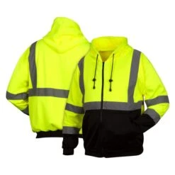 Men's Pyramex Hi-Vis Lime Zipper Sweatshirt -LaCrosse Store 2 650 pyramex hi vis lime zipper sweatshirt lime
