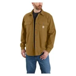 Men's Carhartt Rugged Flex Relaxed Fit Canvas Fleece-Lined Shirt Jac -LaCrosse Store 3 1001 carhartt rugged flex relaxed fit canvas fleece lined shirt jac oak brown