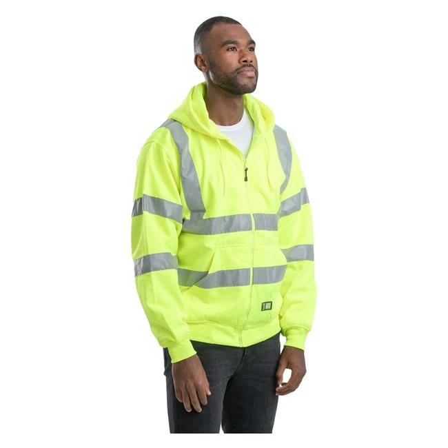 Men's Berne Workwear Hi-Vis Type R Class 3 Lined Hooded Sweatshirt 4 Men's Berne Workwear Hi-Vis Type R Class 3 Lined Hooded Sweatshirt - Image 4